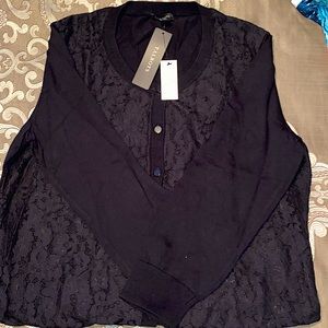 Talbots lace button up sweater